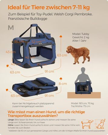 Клітка для собак Feandrea, переноска для собак XL, 81 x 58 x 58 см, з металевим каркасом та ручками, дихаюча, з кишенями