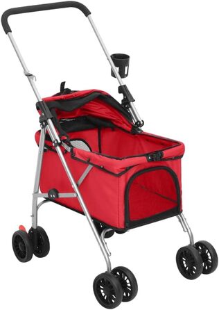 vidaXL Візок для собак складаний 76x50x100 см, оксфорд, червоний