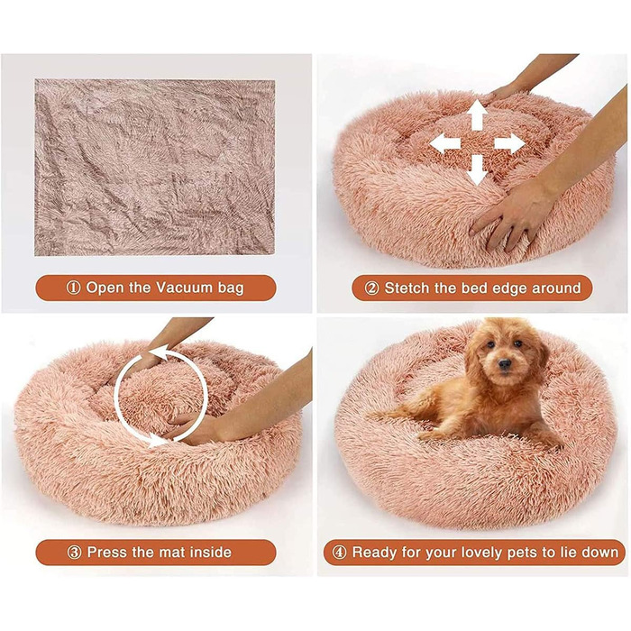 Ортопедичне ліжко для собак великих порід, XL, плюшеве, 110/120 см, з подушкою, миється