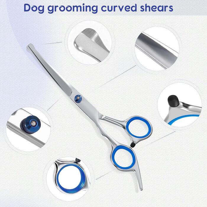 Професійна собача шарикова ножиця з нержавіючої сталі 4CR, цілісна конструкція, безпечна, титанове покриття, для собак, котів та інших тварин, рожева (блакитна, 5-в-1)