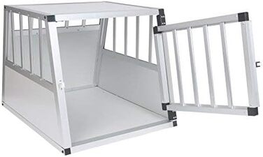 Транспортна переноска для собак та котів EUGAD, алюмінієва, 54x69x51 см, з замком безпеки, легка та стабільна, срібна