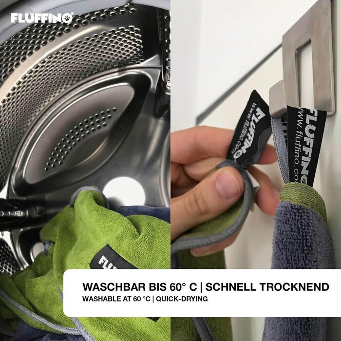 Набір рушників для собак 2 шт. - 90x50 см та 120x70 см - надзвичайно поглинаючі та м'які | Можна прати при 60°C, швидковисихаючі рушники з мікрофібри для собак маленьких та середніх порід, сірий та зелений колір
