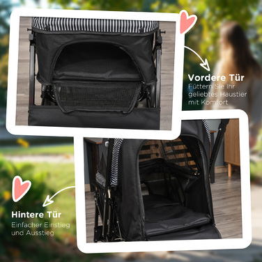 PawHut Dog Buggy Коляска для собак Баггі для маленьких собак і кішок Коляска для домашніх тварин Коляска для домашніх тварин Cat Buggy Oxford Black 76.5 x 52 x 95 см | Аосом