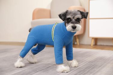 Тепла флісова куртка для собак, зимовий одяг для цуценят, тепла куртка з капюшоном, теплий комбінезон для собак, з кільцем D, для холодної погоди, для собак маленьких та середніх порід, розмір XXL (блакитний) 2XL - довжина спини 40 см, блакитний