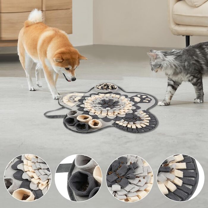 Килимок для собак з пошуком їжі, інтерактивна іграшка-килимок, 60x60 см, сірий