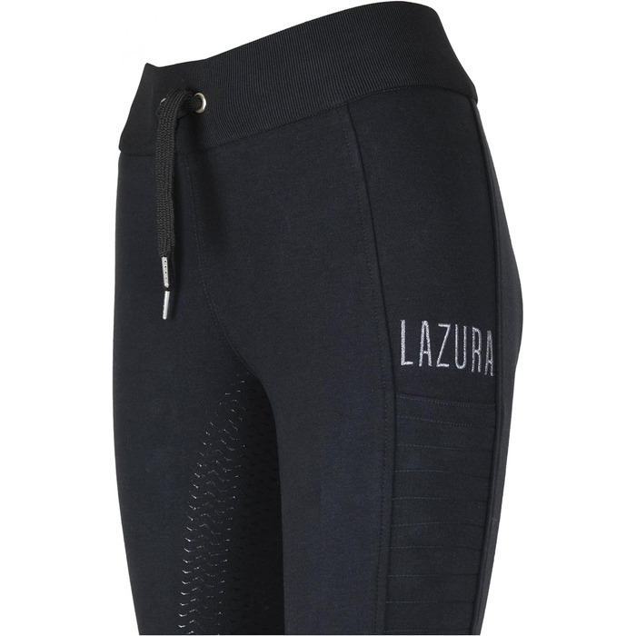 Легінси для верхової їзди Lazura Hanna | Повний силіконовий покрив | Рідні штани з 2 кишенями для телефону та регулюванням ширини | Чорні легінси з повним покриттям | Верхова екіпіровка розмір 36-46, 38, Чорний