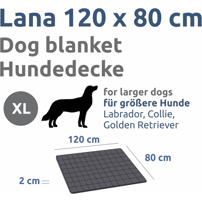 Килимок для собак Your Gear Lana, 120 x 80 см, бавовна Oeko-Tex, м'який, міцний, для дому та вулиці