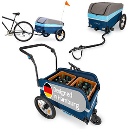Причіп для велосипеда та візок 2-в-1 | Причіп-візок для велосипеда та електробіка | Вантажопідйомність 40 кг, об'єм 120 літрів | Складаний причіп з дахом та захистом від дощу | Ідеально для покупок, подорожей, фестивалів