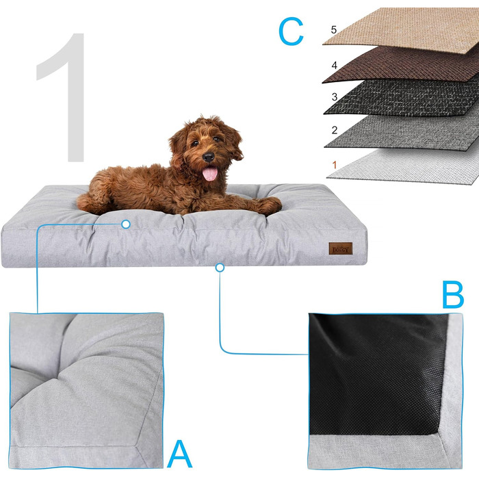 Крісло-ліжко для собак, прямокутне, 130 x 100 см, колір: сірий (пепельний)