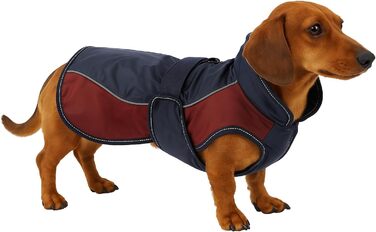 Зимовий теплий нашийник для собак Flamingo Eiberg – какі та темно-синій – 40 см – поліестер, дихаючий, водовідштовхуючий, з PU-покриттям, з животом-ременем, отвір для повірця, світловідбиваючий, XXS