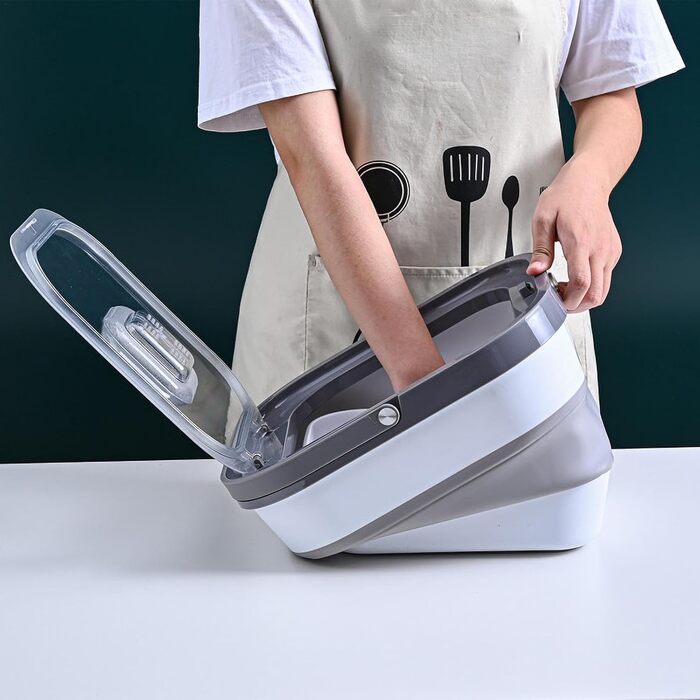 Контейнер для корму для тварин, 10 кг, складаний, герметичний, сірий. Підходить для котячого та собачого корму, ласощів, гранул