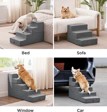 Сходи для домашніх тварин Made4Pets, п'ятиступінчасті, складані, з відділенням для зберігання, для ліжка, дивану, для котів і маленьких собак, допоміжна драбинка для літніх тварин