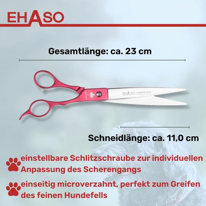 Широкі ножиці з нержавіючої сталі EHASO, 23 см, прямі, з алюмінієвою ручкою