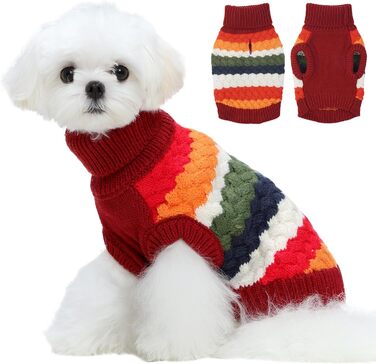 Теплий пуловер для собак Kuoser, пуловер для маленьких та середніх собак, флісовий пуловер, одяг для собак, зимовий пуловер для собак, червоний S