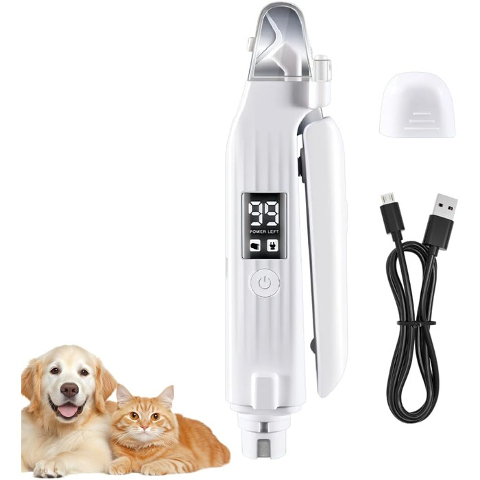 Електричний триммер для когтів тварин MiOYOOW з LED-підсвічуванням, акумуляторний, для котів та інших порід