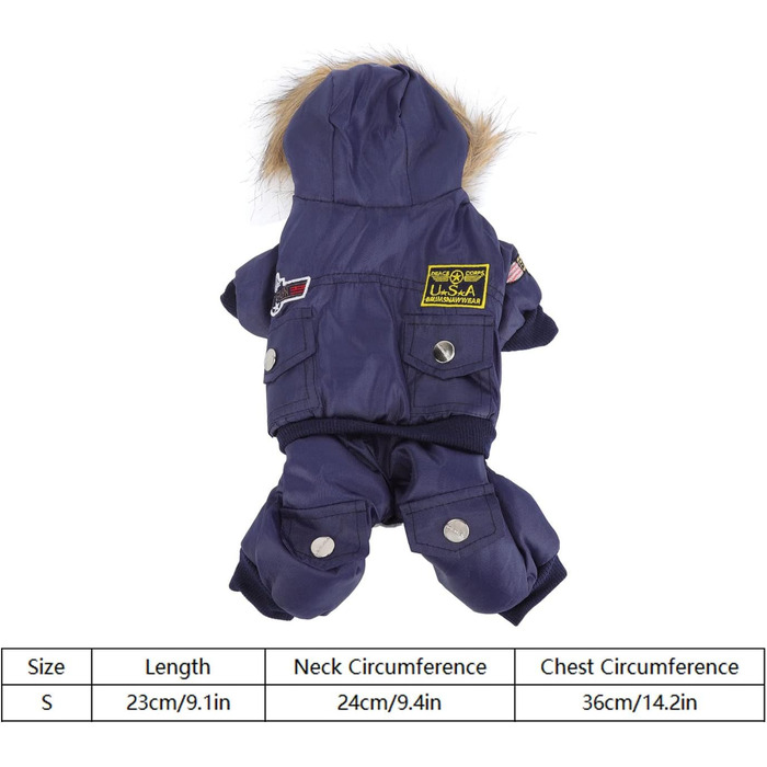 GLOGLOW Зимова куртка для собак, тепла, з капюшоном, для маленьких собак (S, блакитна)