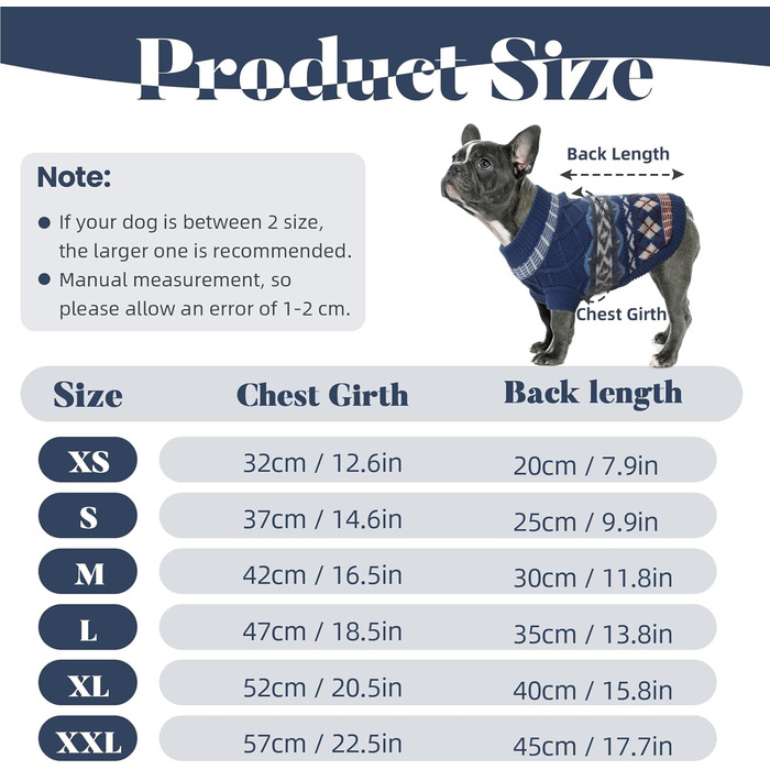 Теплий зимовий светр для собак маленьких порід з отвором для шлейки, блакитний (S)