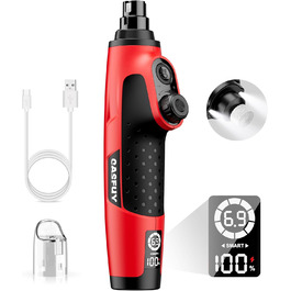 Шліфувальник кігтів для собак Casfuy Smarter Krallenschleifer 6-ступінчатий з LED-підсвіткою, тихий, перезаряджається, для собак та котів великих, середніх та малих порід (червоний)