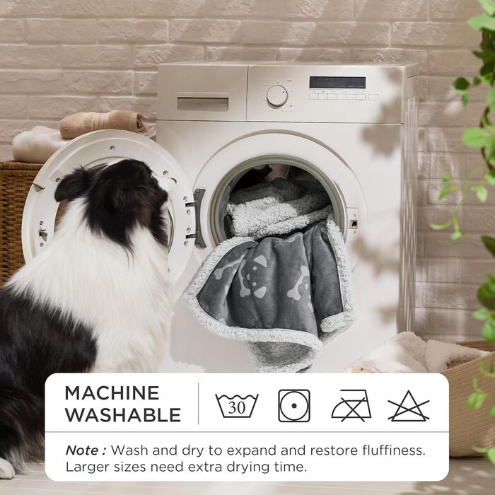 Водонепроникний коврик для собак BEDSURE великих порід - 152x127 см, миючий, з Sherpa Fleece, м'який, сірий XL (127x152)