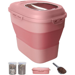 Контейнер для зберігання корму для собак 9-13.6 кг з колесами, повітряно-щільною кришкою, рожевий. Підходить для собак, котів та інших тварин.