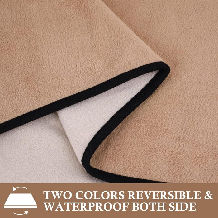 Водонепроникний коврик для собак PETTOM 152x127 см, м'який коврик для великих та маленьких собак, захисний коврик для дивана, ліжка, автокрісла, меблів - прання до 30°C (L, пісочний)