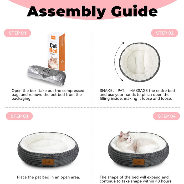 Крісло-лежанка для котів та собак, лежанка-донатик для тварин, зручне, ультрам'яке, 51x51x17 см, темно-сіре, для цуценят та кошенят, з неслизьким дном, миється