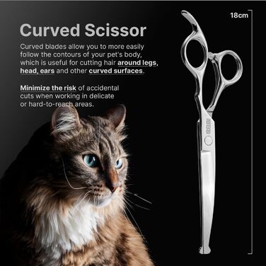 Набір професійних ножиць для собак RAGI: витончені ножиці, ножиці для стрижки лап, етикетка, серветка, ключ для регулювання. Нержавіюча сталь, срібло