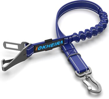 Безпечний пасок для собак IOKHEIRA, регульований автопасок для собак з універсальним з'єднувачем та фіксатором (океановий блакитний)