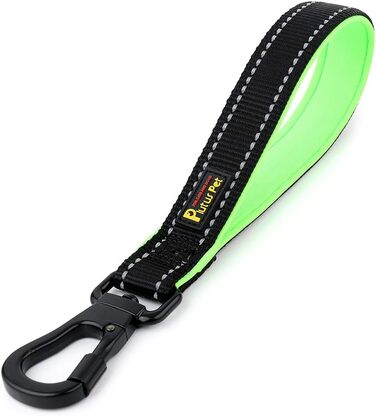 PLUTUS PET короткий повідок для великих собак 25,4 см, з карабіном та м'якою ручкою, чорний