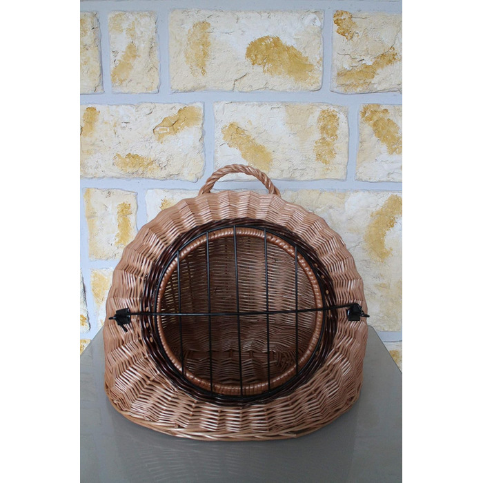 Корзина для котів Marcus Katzentransportkorb з плетіння лози з металевою сіткою та подушкою, коричнева