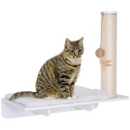 PawHut Cat Lounger Cat Tree з плюшевою подушечкою Play Ball 53 см Розважальна полиця для кішок білого кольору для щасливих котів
