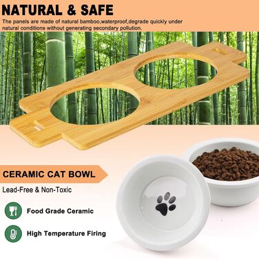 Миска для котів, піднята керамічна миска для котів та маленьких собак, набір мисок для котів та собак, миски для котів (включно зі стійкою)