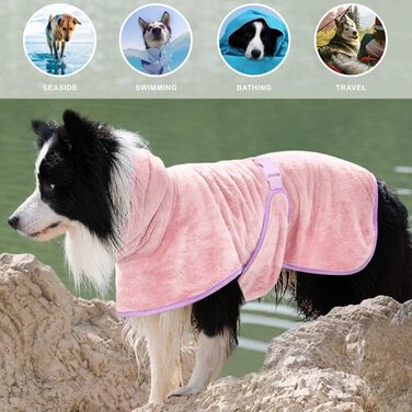 Рушник для собак Mosucoirl: швидковисихаючий, з капюшоном, з мікрофібри, рожевий