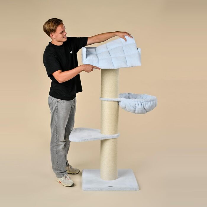 Драбина для котів RHRQuality Royalty de Luxe, 158 см, сиза, з товстими сизалевими стовпчиками