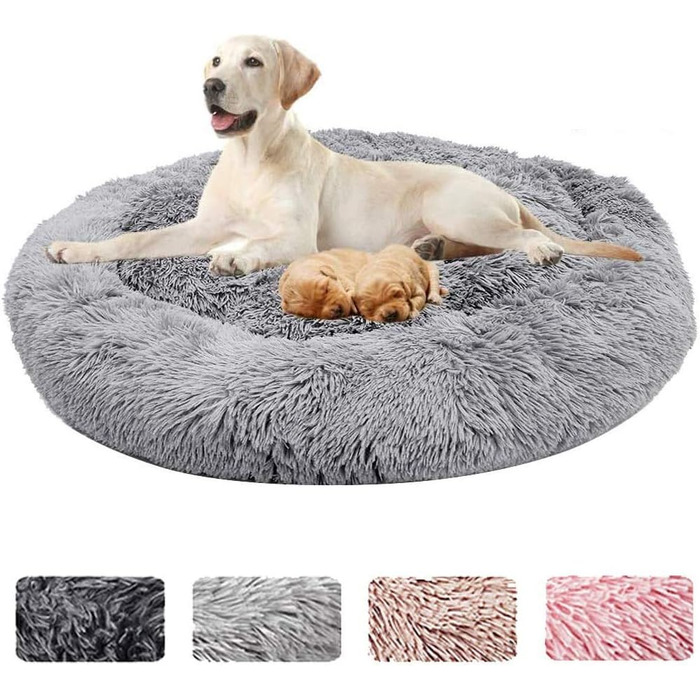 Кругле ліжко для собак ZINN, м'яке, миється, велике, світло-сіре, розмір M (70 см)