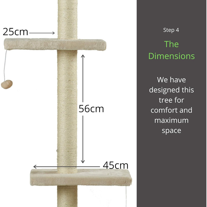 Котячий комплекс Kratzbaum Deckenhoch XL: сірий, 215-280 см, регульована висота, котячий будиночок, кігтетопка, ігровий комплекс