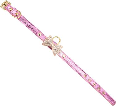 LOVPE: Рожеве шкіряне ошийник з кільцем для маленьких собак/кішок, регульований, розмір XS, рожевий (упаковка 1)