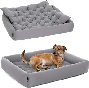 Ортопедичне ліжко для собак середніх порід - Pointer, знімний матрац, миється до 95°C, стійке до подряпин та укусів, Made in Germany (XXXL, 110x100 см, світло-сірий)