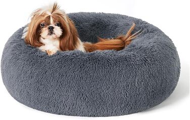 М'яке ліжко для собак у вигляді подушки-пончика, 60 см, темно-сірий колір