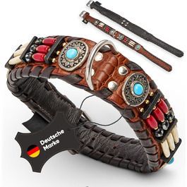 Ошийник для собак Carlota Halsband Indianer: шкіряний ошийник з бірюзовими каменями, різні розміри (41-49 см)