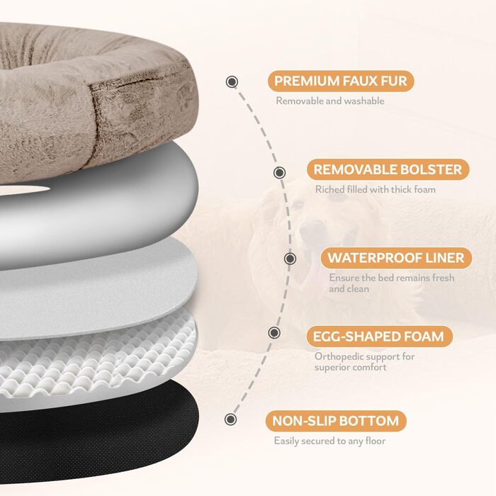 Ліжко для собак та людей NESTROAD, 180x114x35 см, знімний чохол з штучного хутра та ковдрою, велике ліжко-мішок для відпочинку, колір: верблюжий