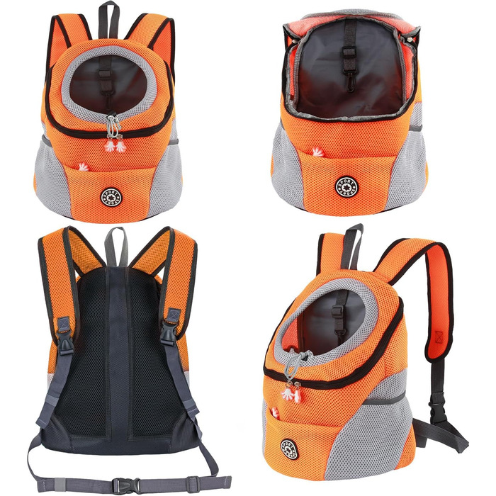 Рюкзак для собак та котів: переноска-рюкзак для тварин з вентиляцією та водонепроникним дном, помаранчевий