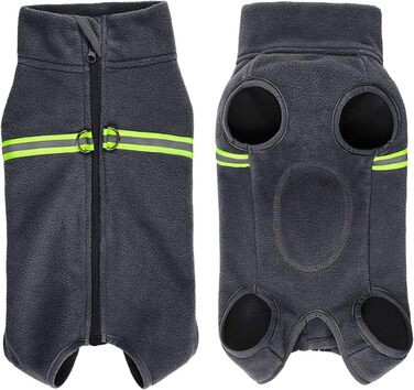 Зимовий одяг для маленьких собак, теплий флісовий комбінезон з відбиваючими елементами, теплий одяг для цуценят, піжама-костюм (темно-сірий, M)