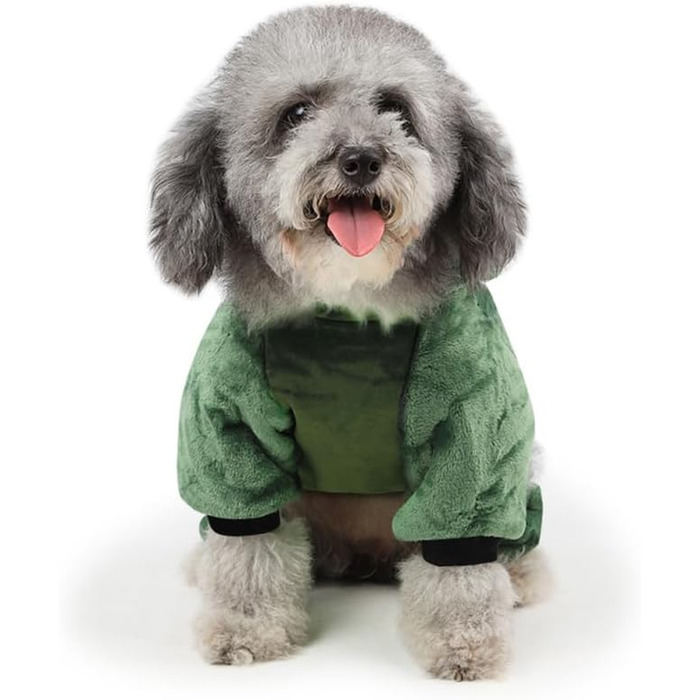 Костюм для собак - динозавр (зелений, 3 шт.) FRCOLOR, теплий матеріал, для свят та фотосесій