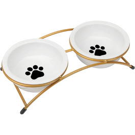 Набір мисок для котів ZONEYILA, 340 мл, керамічні миски для корму та води, підняті на металевій підставці, для котів та маленьких собак, проти блювоти, придатні для миття в посудомийній машині