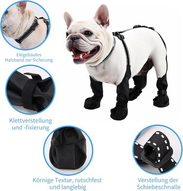 Водонепроникні чоботи для собак, захист подушечок лап для собак малих та середніх порід, регульоване взуття для домашніх тварин для прогулянок, м'які чоботи для тварин, захист подушечок лап (Чорний, Середній)