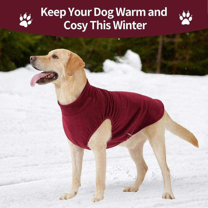 Пуловер для собак Heywean з флісу, теплий зимовий одяг для собак, сорочка-світшот для маленьких, середніх та великих собак (M, Червоний)