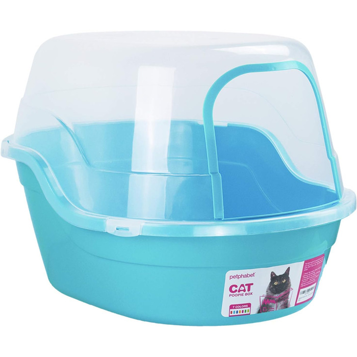 Petphabet XXL Туалет для котів з кришкою, велика закрита туалетна коробка для великих порід або кількох котів, бірюзовий, 63x48x43 см