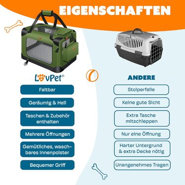 LOVPET® Транспортна переноска для собак та котів | XXL, Хакі | З мискою та плечовим ременем | Складана переноска для тварин