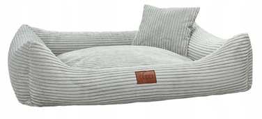 Лежанка для собак Leo4dog з вельветовим чохлом, що знімається для прання, сіра, розмір M (80x60 см)